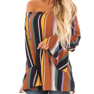 NWOT Multicolor striped off-the-shoulder top
